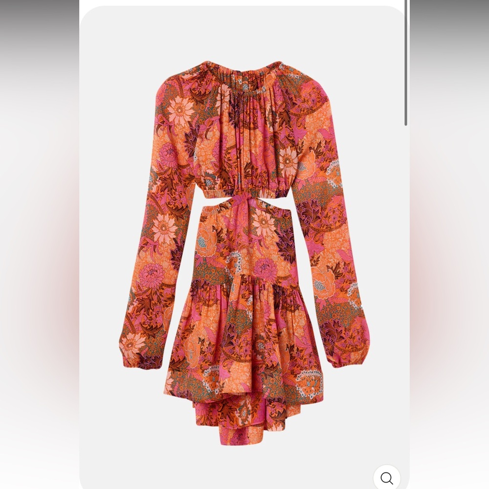 Orange and Pink ALC Izzy Floral Long Sleeve Cutout mini Dress size 0